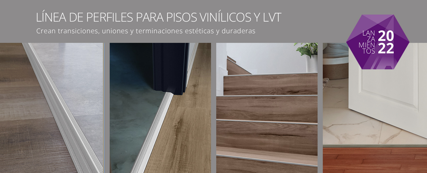 Ángulos de aluminio para instalación de suelos laminados o vinílicos